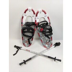 821 Snowshoes With Walking Poles & Carrying Bag 8" x 21" Red